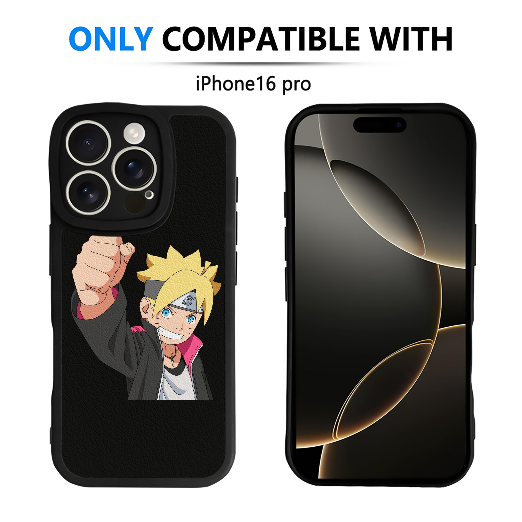 （画像用） NARUTO -ナルト- うずまき ボルト Uzumaki Boruto 【iPhone 16シリーズ対応】シリコンスマホケース（レザー調） 材質：シリコン